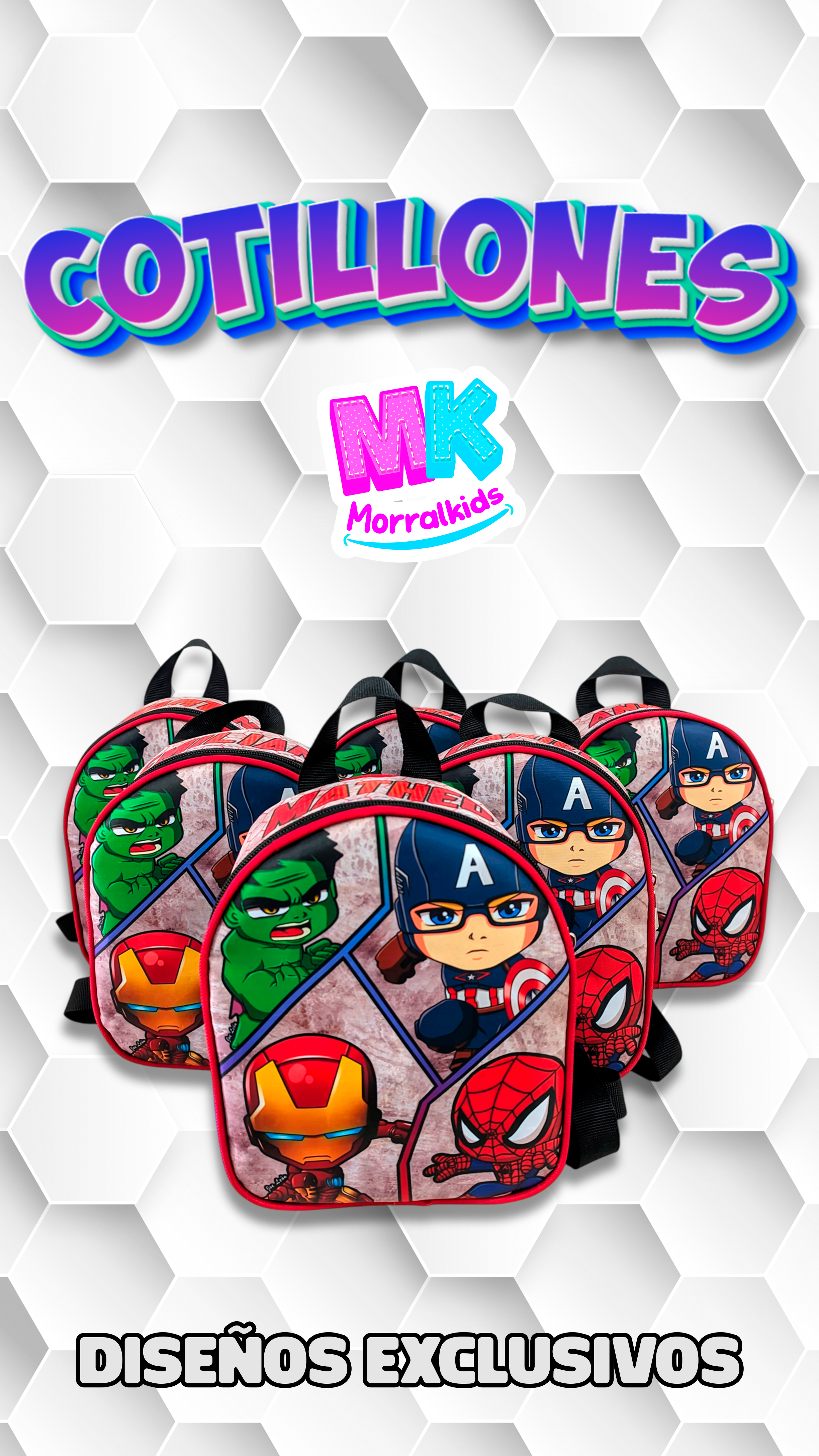 Bolsos Candy Bags con motivo de los vengadores Advengers para cotillones en fiestas y celebraciones
