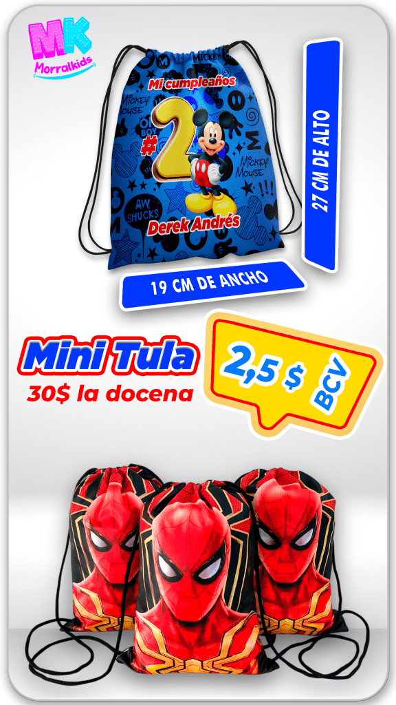 Tulas estampadas con diseños exclusivos y personalizados, elaboradas en tela impermeable con impresion de alta calidad morralkids venezuela
